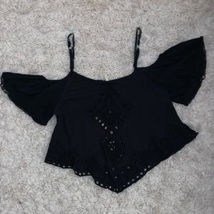 Free People Cropped Cold Shoulder Shirt